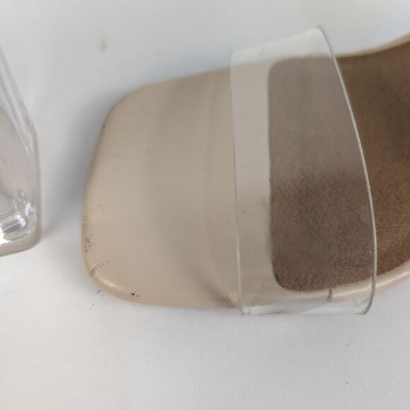 Steve Madden Hundred Clear Plastic Nude Beige Sandals Plastic Heels Size 5 Women - Picture 8 of 11